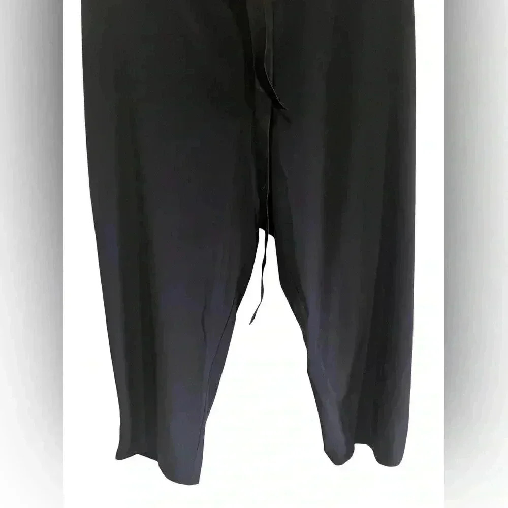 Athleta Womens Black Tuxedo Striped Drawstring Cropped Pants High Rise Pocket - Picture 3 of 9
